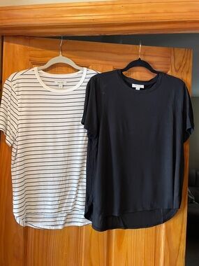 Bundle On 34th  White and Black Striped Tees